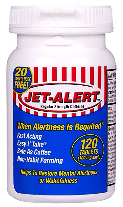 Jet-Alert Energy Stimulant Caffeine Pills, 100mg, 120 Count (Pack of 2)