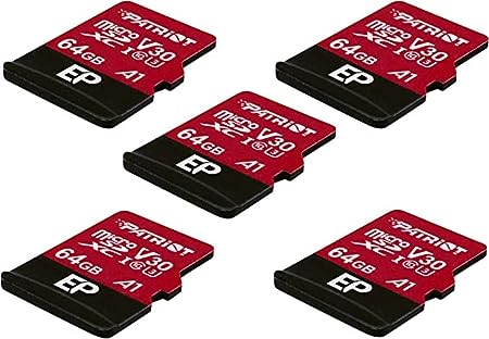 Patriot 64GB A1 / V30 Micro SD Card for Android Phones and Tablets, 4K Video Recording - 5 Pack, Lot of 5