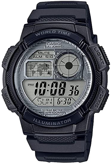 Casio Men's Quartz Watch with Resin Strap, Black, 19.4 (Model: AE-1000W-7AVCF)