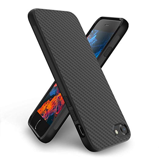 Syncwire iPhone 8 Case/iPhone 7 Case, Ultra-Thin Soft iPhone 7/8 Phone Case with Carbon Fiber Texture Design, Anti-Fingerprint Drop-Protection Fully Protective Cover Case for iPhone 7/8 - Matte Black