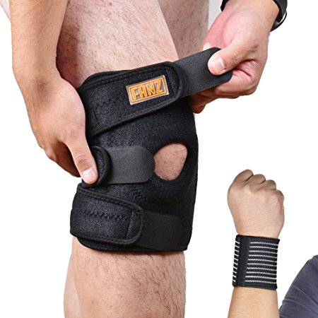 FANZ Knee Brace Support Sleeve For Running,Biking,Basketball,Arthritis,Jumpers Knee Meniscus Tear,Sports,Exercise,ACL,Tendonitis Pain, Open Patella Stabilizer With Adjustable Size, Single, Breathable