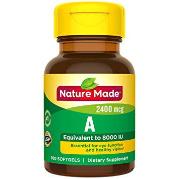 Nature Made Vitamin A 2,400 mcg (8,000 IU) Softgels 100 Count for Eye Health (Packaging May Vary)