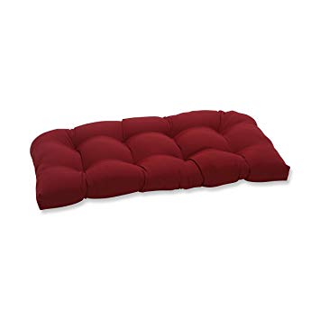 Pillow Perfect Indoor/Outdoor Red Solid Wicker Loveseat Cushion