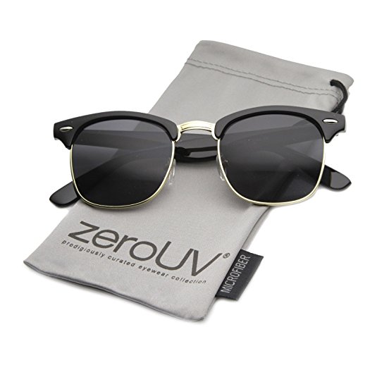 zeroUV® - Designer Inspired Classic Half Frame Horned Rim Wayfer Sunglasses