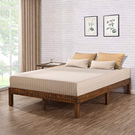 Ecos Living 14 Inch Solid Wood Platform Bed with Natural Finish (Brown, Queen)
