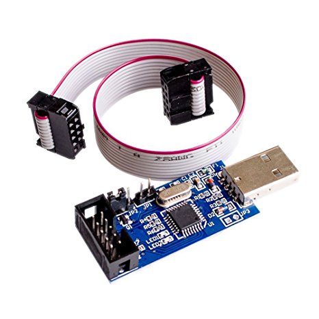 Qunqi 5V / 3.3V USBASP Programmer Adapter w 10 Pin Cable ATMEGA8 ATMEGA128 for Arduino