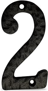 TripDock 4 Inch House Numbers for Outside, Cast Iron Metal Address Home Number, Unique Craftsman-style Look, Black Number 2