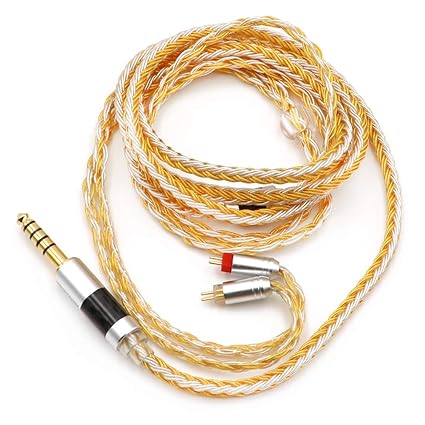 Linsoul Tripowin Zonie 16 Core Silver Plated Cable SPC Earphone Cable BL03 TRN V90 V80 AS10 ZS10 ZS6 ES4 ZST ZSR(2pin-0.78mm, 4.4mm, Gold)