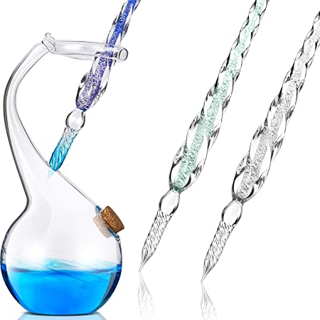 Handmade Glass Dip Pen Holder with 3 Pieces Handmade Glass Dip Pen, Crystal Drip Pens Glass Calligraphy Pen for Writing Drawing Decoration, Office School Supplies Student Presents