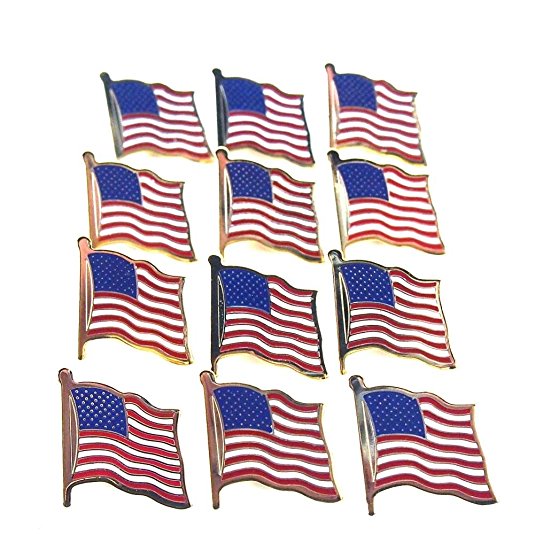 12 American Flag Waving Lapel Pins U.S.A. United States