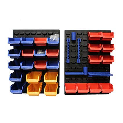 ABN Tool Holders Multi Tool Organizer Tool Tray Wall Mount Pegboard 45pc – Wrench Holder, Parts Tray, Tool Storage Rack