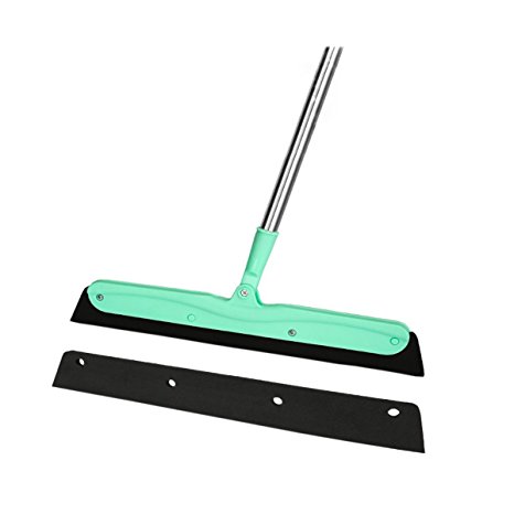 MEIBEI Foam Rubber Floor Squeegee with 37.8inch Stainless Steel Handle, Effective Removal of Water, Hair &Dust, One Piece Squeegee Free