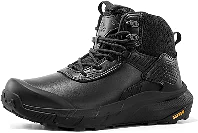 NORTIV 8 Men's Waterproof Military Tactical Work Boots Leather Motorcycle Combat Boots Lightweight Non-Slip Hiking Boots for Men