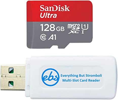 SanDisk Ultra MicroSD 128GB Card for Samsung Galaxy Tablets Works with Tab A7 Lite, Tab S7 FE, Tab S7 FE 5G (SDSQUA4-128G-GN6MN) Bundle with (1) Everything But Stromboli SD & SDXC Memory Card Reader