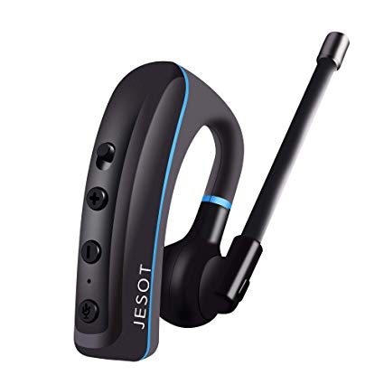 Wireless Bluetooth Headset V4.1, Bluetooth Earpiece with Noise Cancelling Mic for Business/Office/ Driving/Sports, Compatible with iPhone, Android and Smartphones (Black  Blue) by JESOT