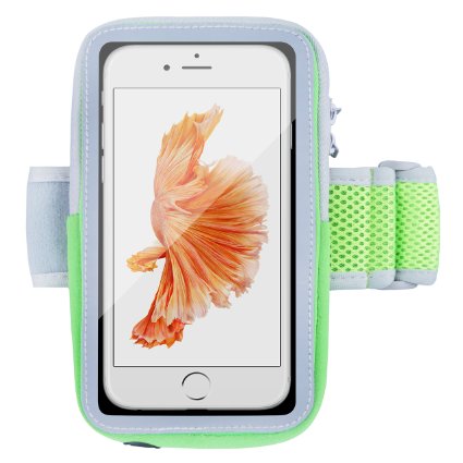 iPhone 6s Armband,Splaks Sports Armband for iPhone 6/6s 4.7inch,Light-Weight,Soft Breathable Fabric,Water-Resistant,Sweat-Free with Adjustable size and Key Cash Holder, Safety design-Green
