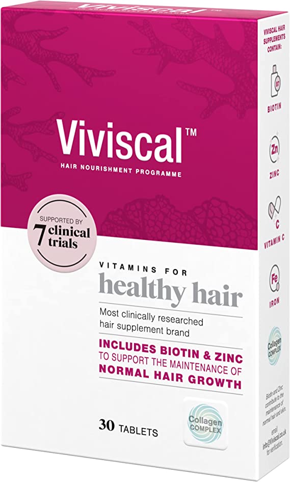 Viviscal Biotin Hair Supplement For Women, Pack of 30 Biotin & Zinc Tablets, Natural Ingredients with Rich Marine Protein Complex AminoMar C, Contributes to Healthy Hair Growth (2 Week Supply)