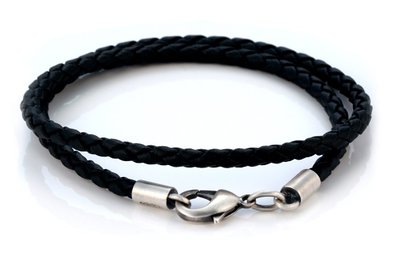Bico 4mm (0.16 inch) Black Braided Necklace (CL14 Black)