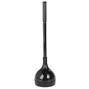 InterDesign Una Toilet Plunger and Holder for Bathroom Storage - Black