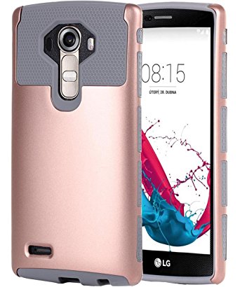 LG G4 Case, BENTOBEN Ultra Slim Dual Layer Hybrid Hard PC Cover Soft TPU Bumper Anti-Scratch Shockproof Protective Case for LG G4 H811/ LS991/ VS986 / US991, Rose Gold/Gray