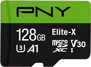 PNY 128GB Elite-X Class 10 U3 V30 microSDXC Flash Memory Card - 100MB/s, Class 10, U3, V30, A1, 4K UHD, Full HD, UHS-I, microSD