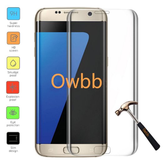 Owbb Tempered Glass Screen Protector Film For Samsung Galaxy S7 Edge Smartphone Explosion-proof 100% Surface Coverage-Transparent