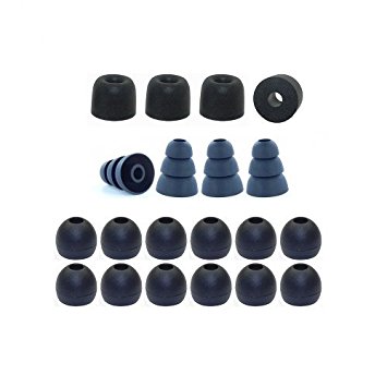 Large - Earphones Plus brand replacement earphone tips custom fit assortment: memory foam earbuds, triple flange ear tips, and standard replacement ear cushions (Please see product details for connector sizes)
