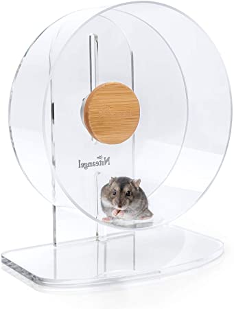 Niteangel Silent Hamster Exercise Wheel - Dual-Bearing Quiet Spinning Acrylic Hamster Running Wheel for Hamster Gerbils Mice Degus Or Other Small Animals