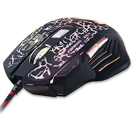 BEBONCOOL Wired Optical Gaming Mouse Game Mouse for PC, 6 Buttons, Adjustable DPI 800 1200 1600 2400 with 6 Lighting Color