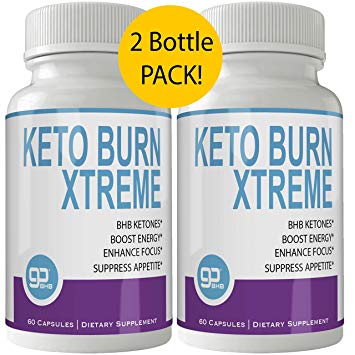Keto Burn Xtreme Weight Loss Pills 2 Bottle Pack for 60 Days, Extreme Natural Ketogenic Burn Fat Supplement, 800 mg Formula with New GO BHB Salts Formula, Advanced Appetite Suppressant Capsules
