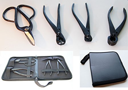 U-nitt 4-pc Bonsai Tool Set Carbon Steel: with leather case