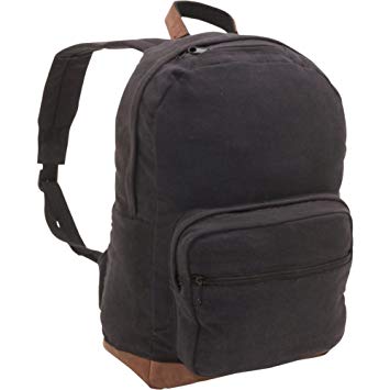 Rothco Vintage Canvas Teardrop Backpack w/Leather Accents, Padded Laptop Compartment