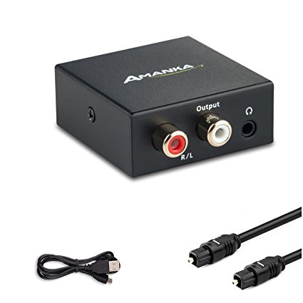 Amanka Digital Optical Coax to Analog RCA With 3.5mm Audio Jack Audio Converter