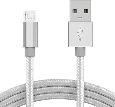 KP TECHNOLOGY Fast Charging Cable for Motorola Moto G8 Power Lite/Moto E5 E6 E6s E6 Plus E7 Plus E5 Plus E5 Play Go/Moto G6 Play E4 E4 Plus/Moto G5 G5 Plus G4 Plus Play [1m] Micro USB (SILVER)