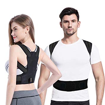 Posture Corrector for Women and Men,Exemplife Adjustable Back Brace Provides Lumbar Support,Prevent Slouching and Provide Back Pain (M(23.6“-31.4"))
