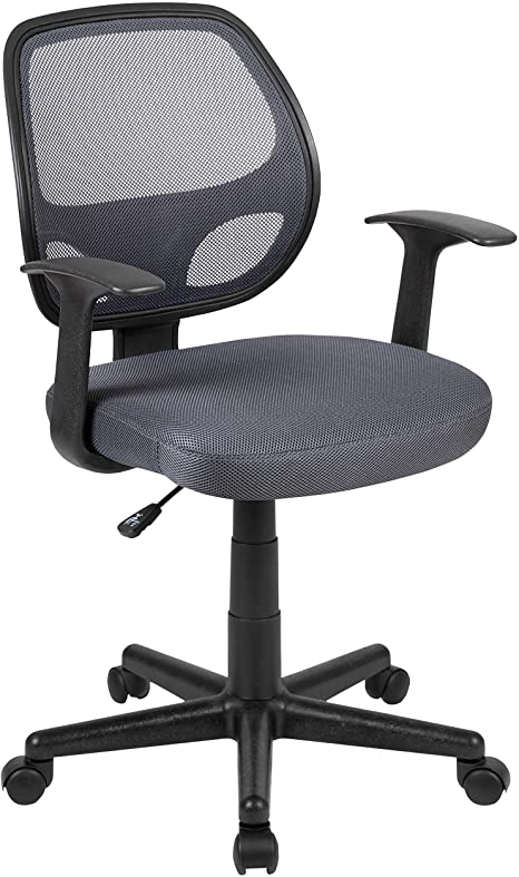 Flash Fundamentals Mid-Back Gray Mesh Swivel Ergonomic Task Office Chair with Arms