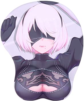 Nier Automata 2B Anime Mouse Pads with Wrist Rest Gaming 3D Mousepads 2Way Skin (2B 01)