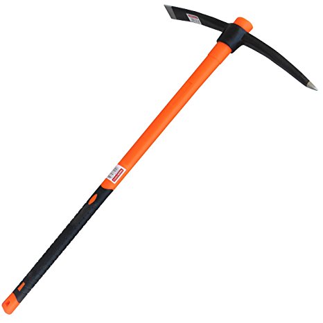 Tabor Tools J56A, Pick Mattock, Strong Light-Weight Fiberglass Handle, Garden Pick, Great for Loosening Soil, Archaeological Projects, and Cultivating Vegetable Gardens or Flower Beds (Large 35 Inch)