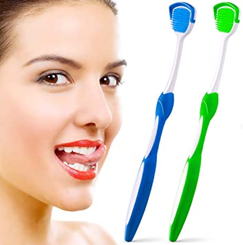 Tongue Scraper, Tongue Cleaner, Tongue Brushes Helps Fight Bad Breath, 2 Tongue Scrapers (Blue & Green)