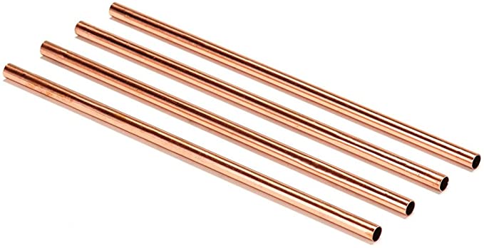 Copper Drinking Straws - Healthier, Reusable and Environment Friendly Straws (Set of 4)