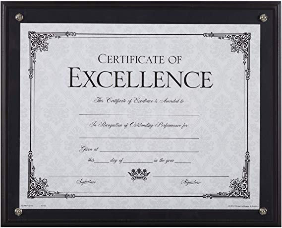 Dax 8.5 x 11 Black Certificate Award Plaque Board Slide In with Plexi Glass