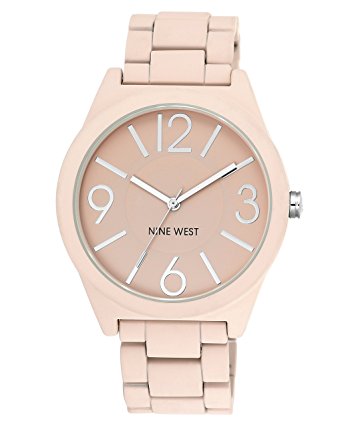 Nine West Women's NW/1679PKPK Matte Pink Rubberized Bracelet Watch