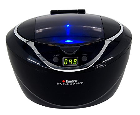 GemOro 1790 Sparkle Spa Pro 750ml Professional Ultrasonic Machine with 5 Cleaning Cycles and Black Digital Timer