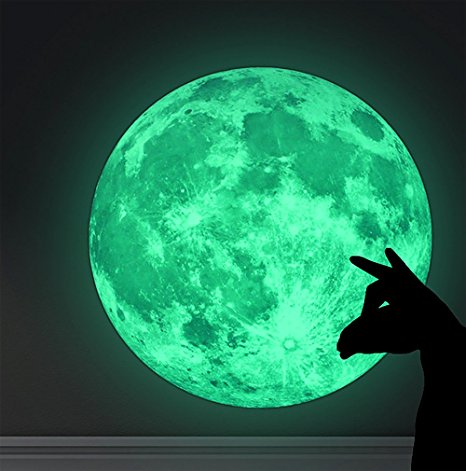 Marsway Creative 20cm Glow in the Dark Moon Night Luminous Stickers Removable Adhesive Wall Decal
