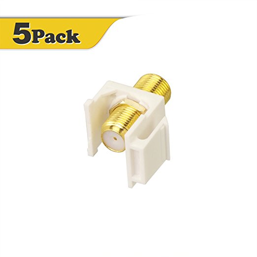 VCE (5 Pack) Gold-Plated RG6 Keystone Jack Insert,F Type RG6 keystone Connectors