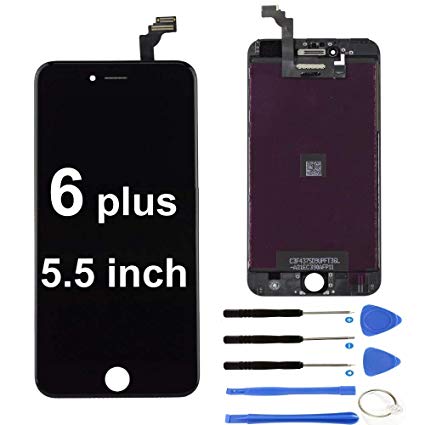 recyco Compatible Screen Replacement for iPhone 6 Plus 5.5" LCD Touch Screen Kit Digitizer Frame Assembly Set Black