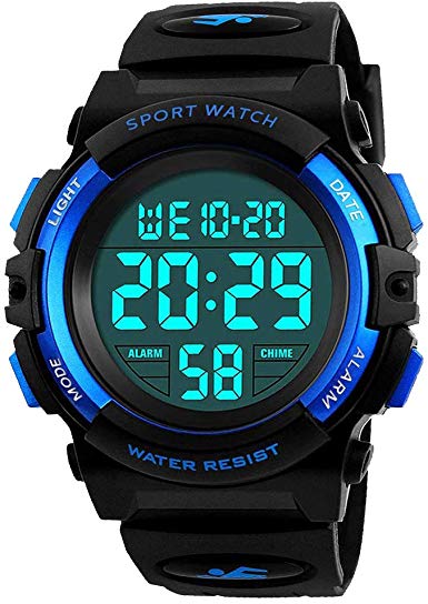 Kid's Watch,Boys Watch Digital Sport Outdoor Multifunction Chronograph LED 50M Waterproof Alarm Calendar Analog Watch for Children with Silicone Band …