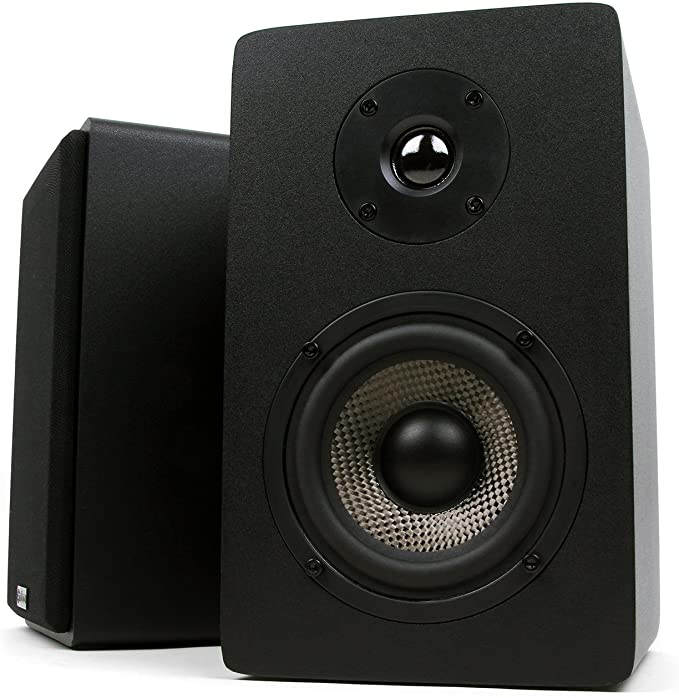 Micca MB42X Bookshelf Speakers with 4-Inch Carbon Fiber Woofer and Silk Dome Tweeter (Black, Pair)