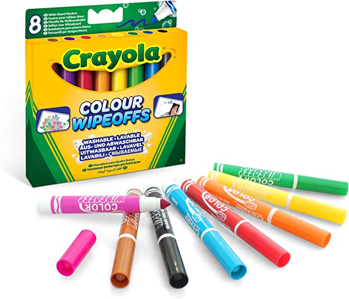 Crayola 8 Colour Wipeoffs White Board Markers Wide Tip