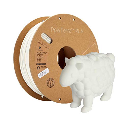 Polymaker PolyTerra PLA Bioplastic Based 3D Printing Filament, Matte PLA Filament, 1.75mm Filament Cotton White 1000g(2.2lb), Fit Most FDM Printer